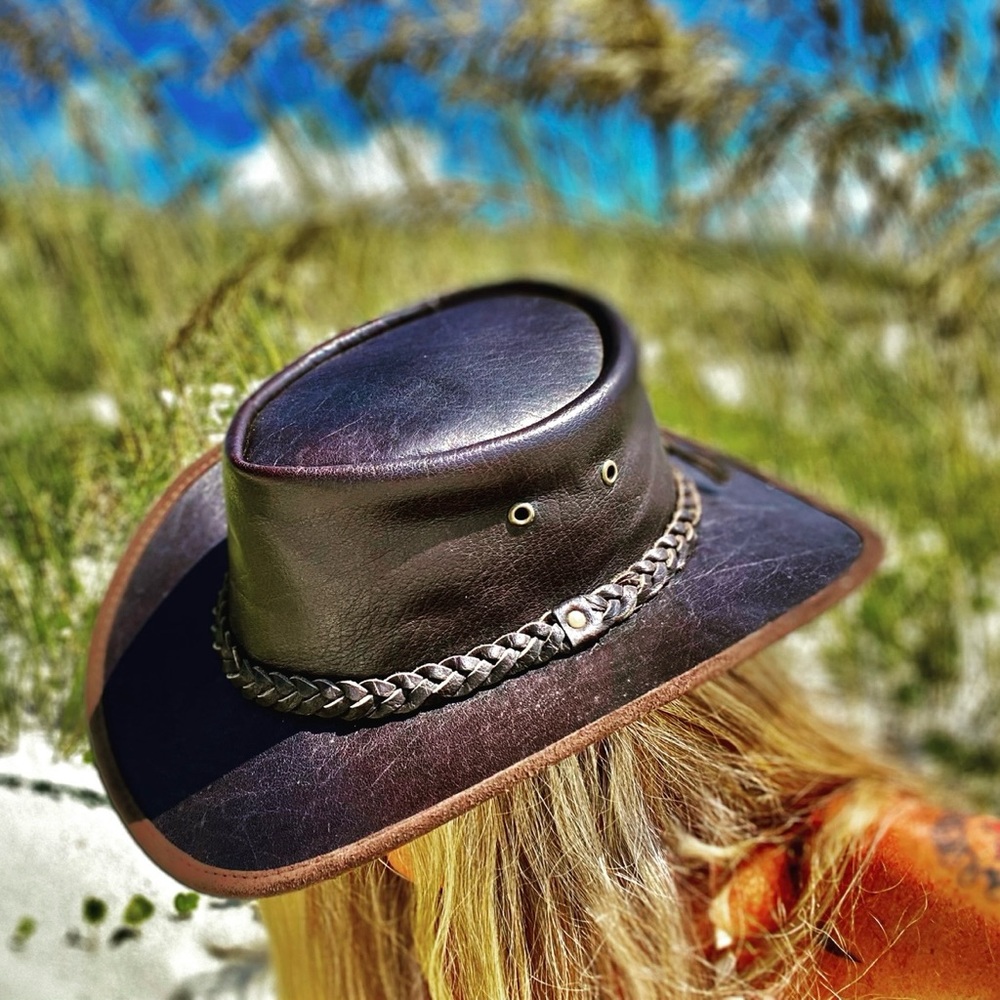 Stylish Dark Brown BARMAH Australian Leather Hat